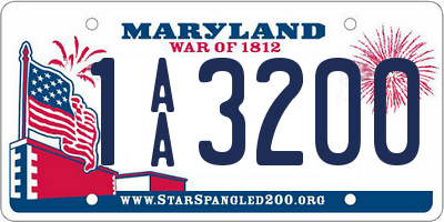 MD license plate 1AA3200