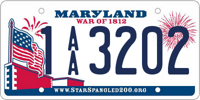 MD license plate 1AA3202