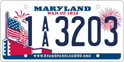 MD license plate 1AA3203