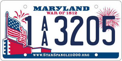 MD license plate 1AA3205