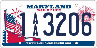 MD license plate 1AA3206