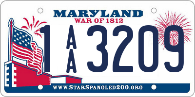 MD license plate 1AA3209