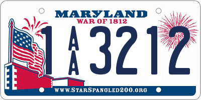 MD license plate 1AA3212