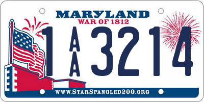 MD license plate 1AA3214