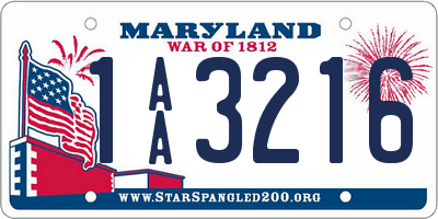 MD license plate 1AA3216