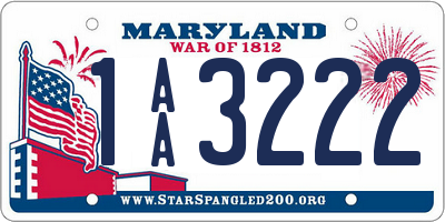 MD license plate 1AA3222