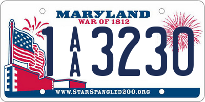 MD license plate 1AA3230