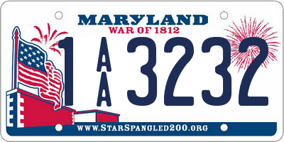 MD license plate 1AA3232