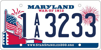 MD license plate 1AA3233