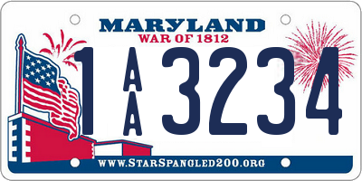 MD license plate 1AA3234