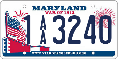 MD license plate 1AA3240