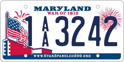 MD license plate 1AA3242