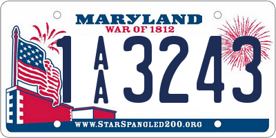 MD license plate 1AA3243