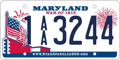 MD license plate 1AA3244