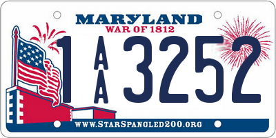 MD license plate 1AA3252