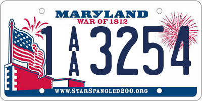 MD license plate 1AA3254