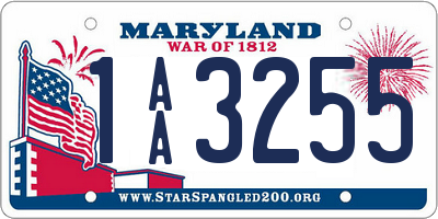 MD license plate 1AA3255