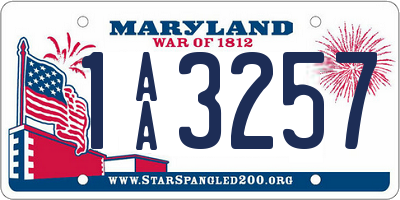 MD license plate 1AA3257