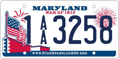 MD license plate 1AA3258