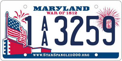 MD license plate 1AA3259