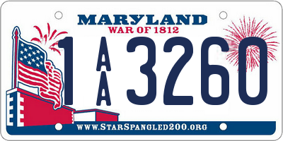 MD license plate 1AA3260