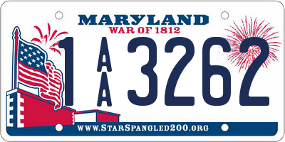 MD license plate 1AA3262