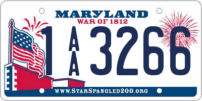 MD license plate 1AA3266