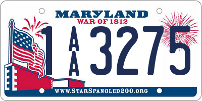 MD license plate 1AA3275