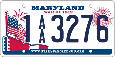 MD license plate 1AA3276