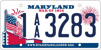 MD license plate 1AA3283