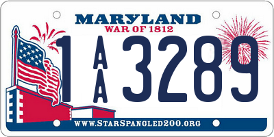 MD license plate 1AA3289