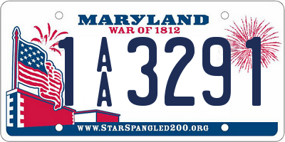 MD license plate 1AA3291