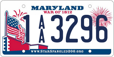 MD license plate 1AA3296