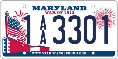 MD license plate 1AA3301