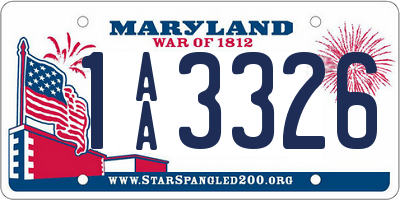 MD license plate 1AA3326
