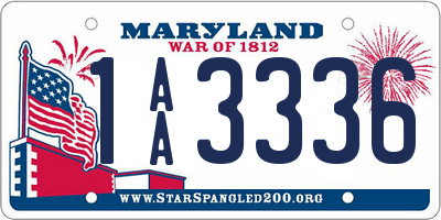 MD license plate 1AA3336