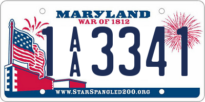 MD license plate 1AA3341