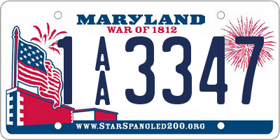 MD license plate 1AA3347