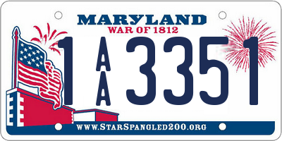 MD license plate 1AA3351