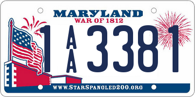 MD license plate 1AA3381