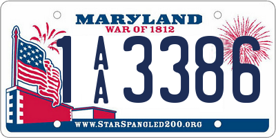 MD license plate 1AA3386