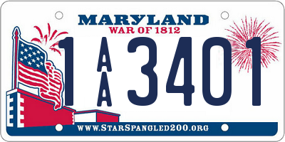 MD license plate 1AA3401