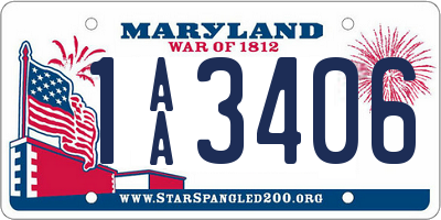 MD license plate 1AA3406