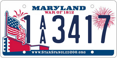 MD license plate 1AA3417