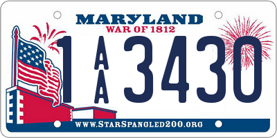 MD license plate 1AA3430