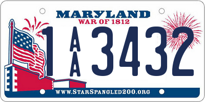 MD license plate 1AA3432