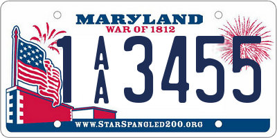 MD license plate 1AA3455