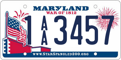 MD license plate 1AA3457
