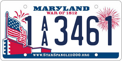MD license plate 1AA3461