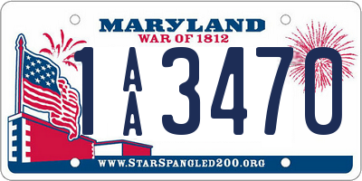 MD license plate 1AA3470